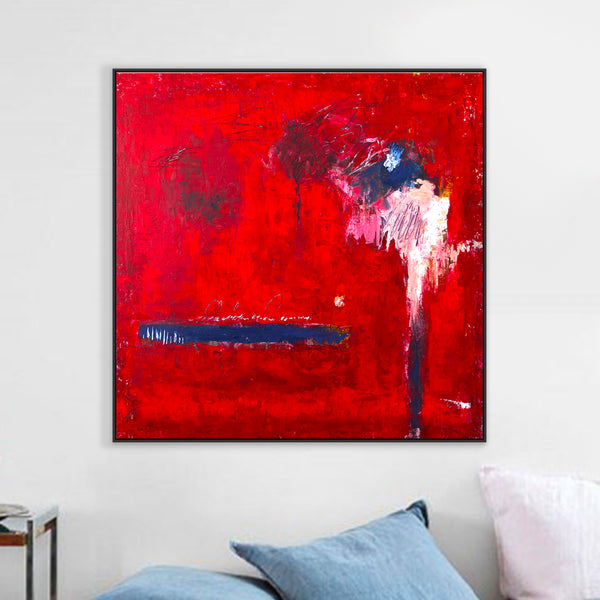 Fiery Red Modern Abstract Original Painting in Acrylic, Expressionist Large Canvas Wall Art | Of the passion
