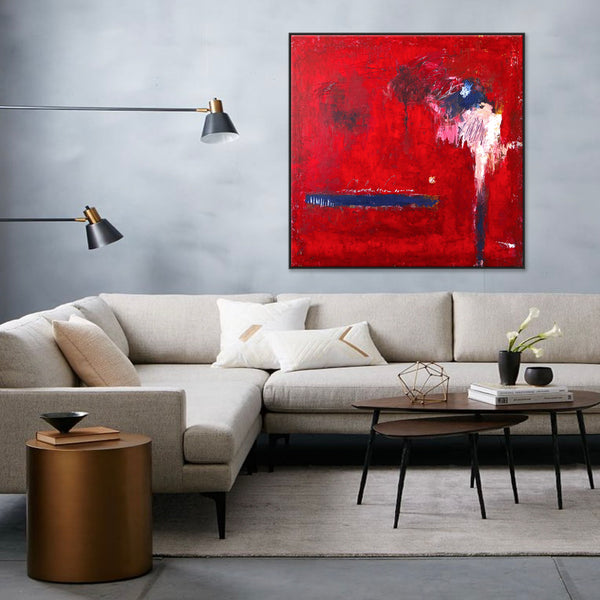 Fiery Red Modern Abstract Original Painting in Acrylic, Expressionist Large Canvas Wall Art | Of the passion