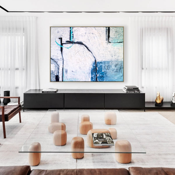 Minimalist Original Abstract Acrylic Painting, Expressionist Contemporary Modern Large Canvas Wall Art | Old modern