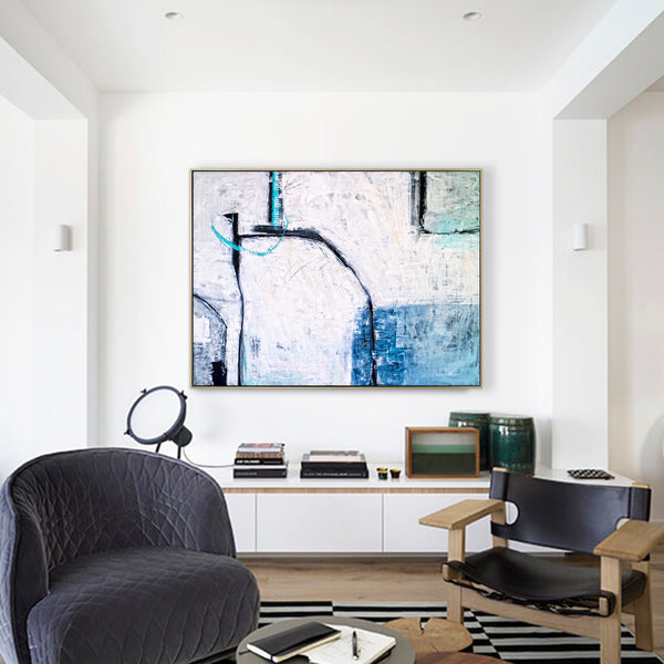 Minimalist Original Abstract Acrylic Painting, Expressionist Contemporary Modern Large Canvas Wall Art | Old modern