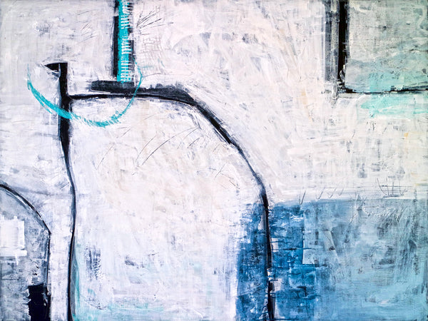 Minimalist Original Abstract Acrylic Painting, Expressionist Contemporary Modern Large Canvas Wall Art | Old modern