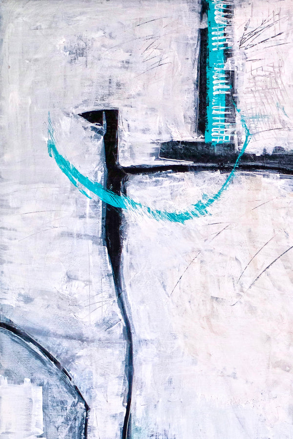 Minimalist Original Abstract Acrylic Painting, Expressionist Contemporary Modern Large Canvas Wall Art | Old modern