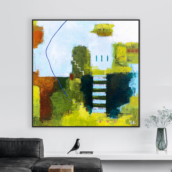 Contemporary Original Abstract Green Painting in Acrylic, Peaceful Modern Large Canvas Wall Art | Olive