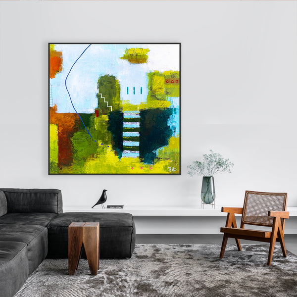 Contemporary Original Abstract Green Painting in Acrylic, Peaceful Modern Large Canvas Wall Art | Olive