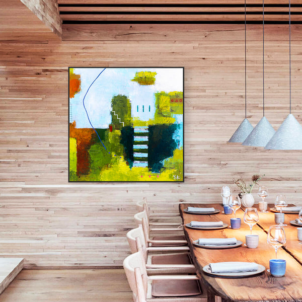 Contemporary Original Abstract Green Painting in Acrylic, Peaceful Modern Large Canvas Wall Art | Olive