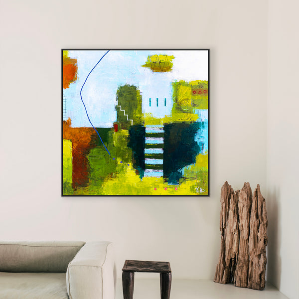 Contemporary Original Abstract Green Painting in Acrylic, Peaceful Modern Large Canvas Wall Art | Olive