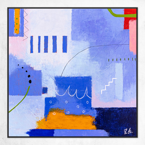 Original Abstract Painting in Purple Color, Acrylic, Oil Pastels, and Pencils in Modern Wall Art | Oria