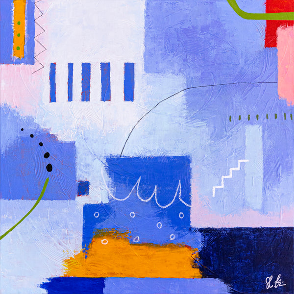 Original Abstract Painting in Purple Color, Acrylic, Oil Pastels, and Pencils in Modern Wall Art | Oria