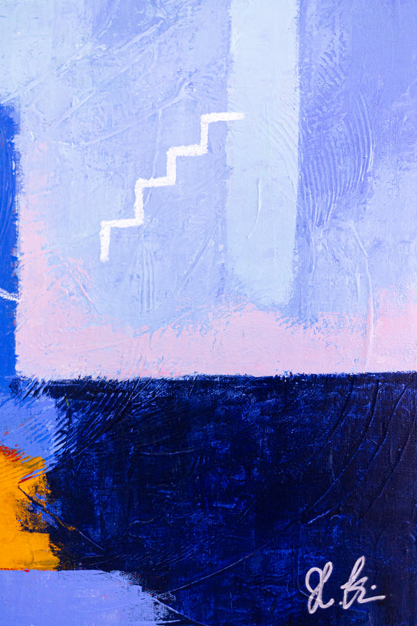 Original Abstract Painting in Purple Color, Acrylic, Oil Pastels, and Pencils in Modern Wall Art | Oria