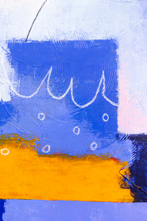 Original Abstract Painting in Purple Color, Acrylic, Oil Pastels, and Pencils in Modern Wall Art | Oria