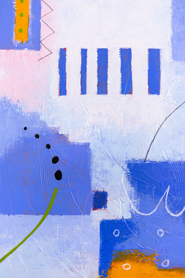 Original Abstract Painting in Purple Color, Acrylic, Oil Pastels, and Pencils in Modern Wall Art | Oria