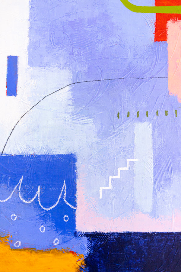 Original Abstract Painting in Purple Color, Acrylic, Oil Pastels, and Pencils in Modern Wall Art | Oria