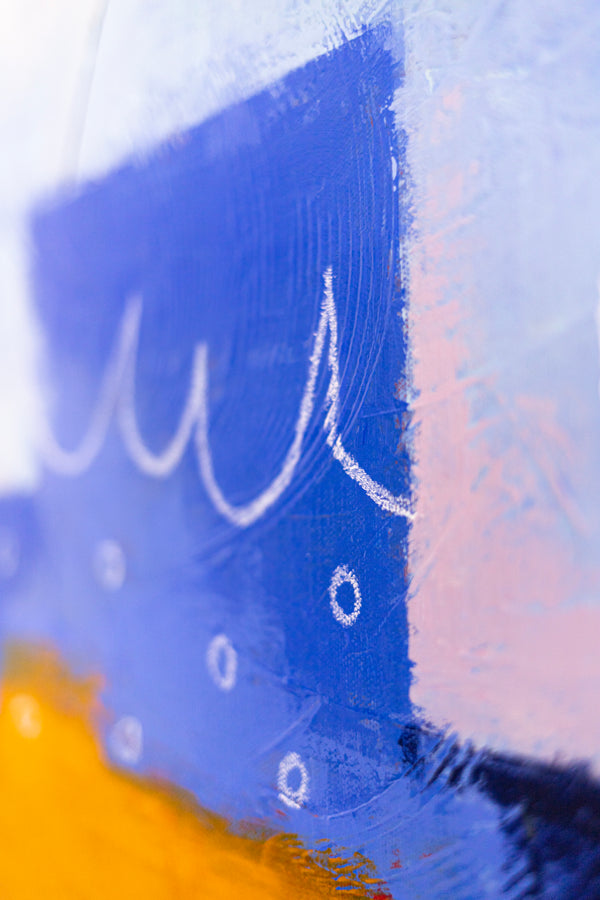 Original Abstract Painting in Purple Color, Acrylic, Oil Pastels, and Pencils in Modern Wall Art | Oria