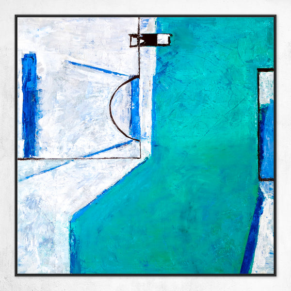 Geometric Original Abstract Acrylic Painting, Large of Contemporary Modern Canvas Wall Art in Turquoise | Out there