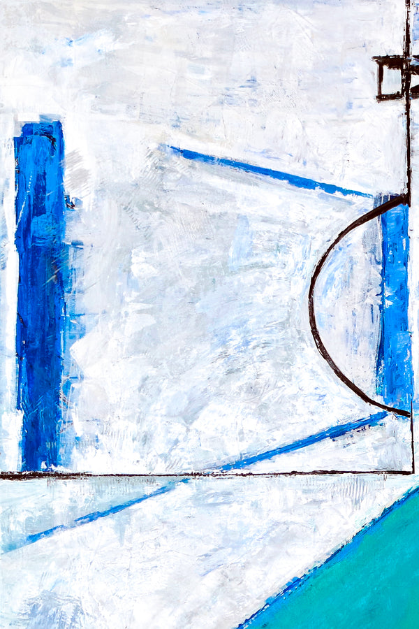 Geometric Original Abstract Acrylic Painting, Large of Contemporary Modern Canvas Wall Art in Turquoise | Out there