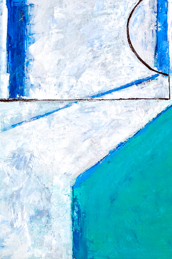 Geometric Original Abstract Acrylic Painting, Large of Contemporary Modern Canvas Wall Art in Turquoise | Out there