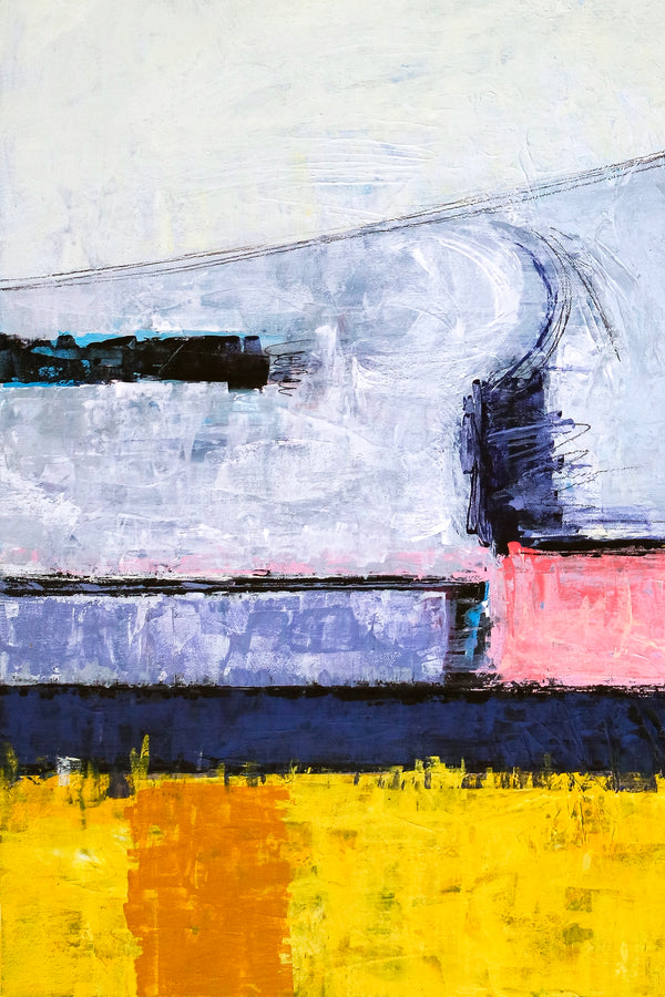 Original Large Abstract Painting of a Parabola, Modern Colorful Acrylic Artwork, Unique Canvas Wall Art | Parabola