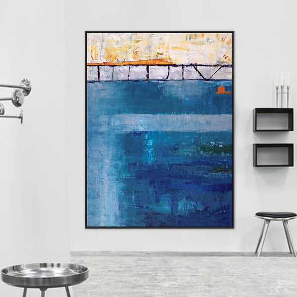 Modern Blue Abstract Original Acrylic Painting, Large Contemporary Canvas Wall Art the Ebb & Flow of Life | Passage