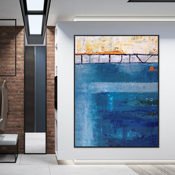 Modern Blue Abstract Original Acrylic Painting, Large Contemporary Canvas Wall Art the Ebb & Flow of Life | Passage