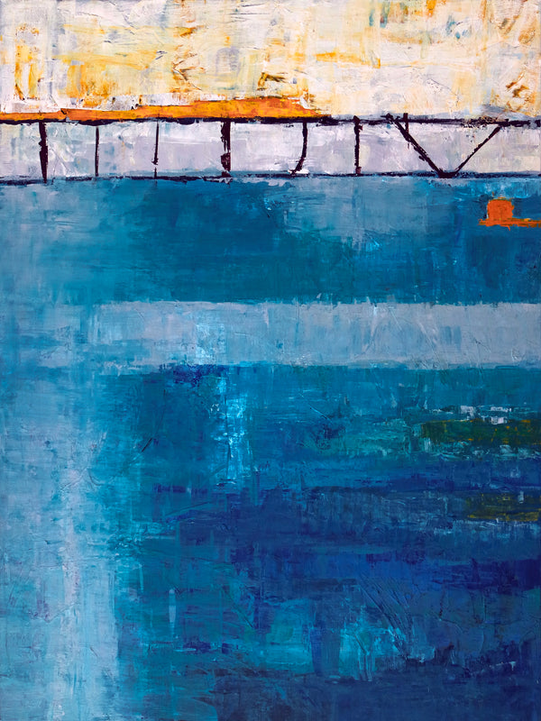 Modern Blue Abstract Original Acrylic Painting, Large Contemporary Canvas Wall Art the Ebb & Flow of Life | Passage