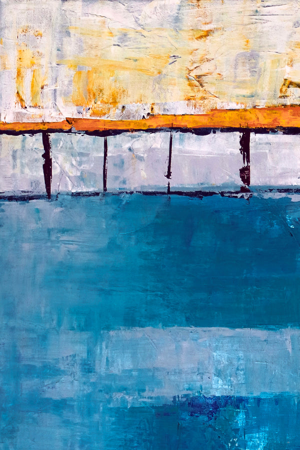 Modern Blue Abstract Original Acrylic Painting, Large Contemporary Canvas Wall Art the Ebb & Flow of Life | Passage