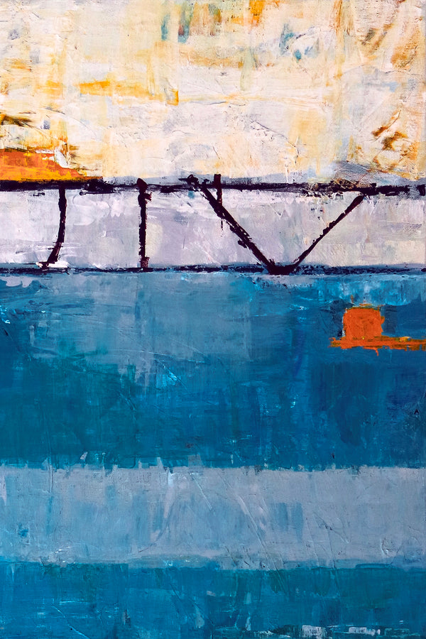 Modern Blue Abstract Original Acrylic Painting, Large Contemporary Canvas Wall Art the Ebb & Flow of Life | Passage