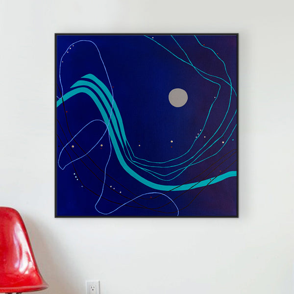 Abstract Minimalist Oil Painting Emanating Night's Serene Beauty Wall Art | Pearls of the night (38"x38")
