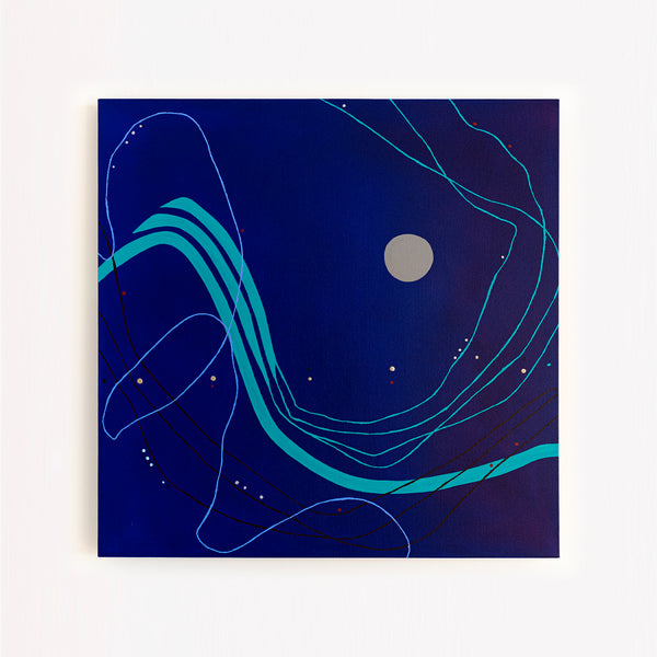 Abstract Minimalist Oil Painting Emanating Night's Serene Beauty Wall Art | Pearls of the night (38"x38")