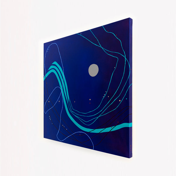 Abstract Minimalist Oil Painting Emanating Night's Serene Beauty Wall Art | Pearls of the night (38"x38")