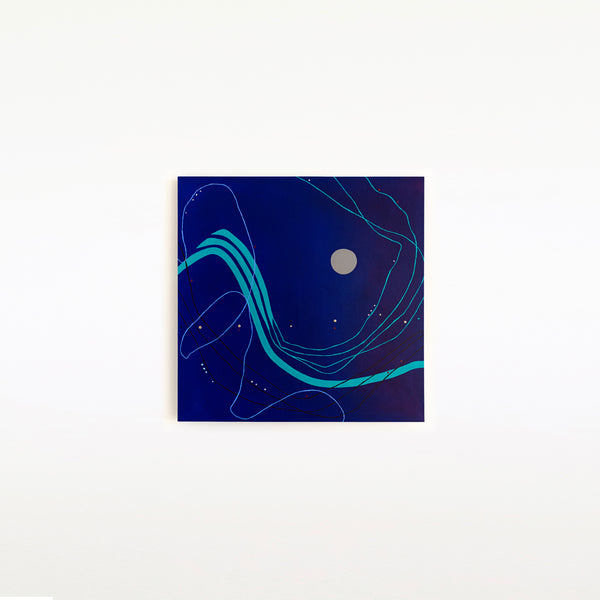 Abstract Minimalist Oil Painting Emanating Night's Serene Beauty Wall Art | Pearls of the night (38"x38")