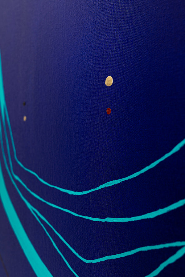 Abstract Minimalist Oil Painting Emanating Night's Serene Beauty Wall Art | Pearls of the night (38"x38")