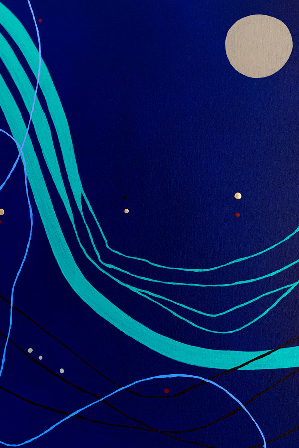 Abstract Minimalist Oil Painting Emanating Night's Serene Beauty Wall Art | Pearls of the night (38"x38")