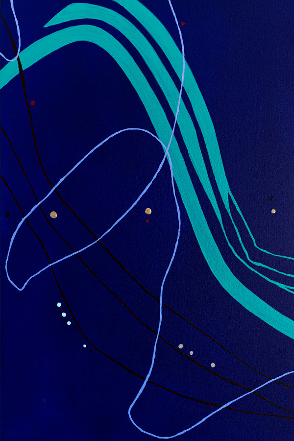 Abstract Minimalist Oil Painting Emanating Night's Serene Beauty Wall Art | Pearls of the night (38"x38")