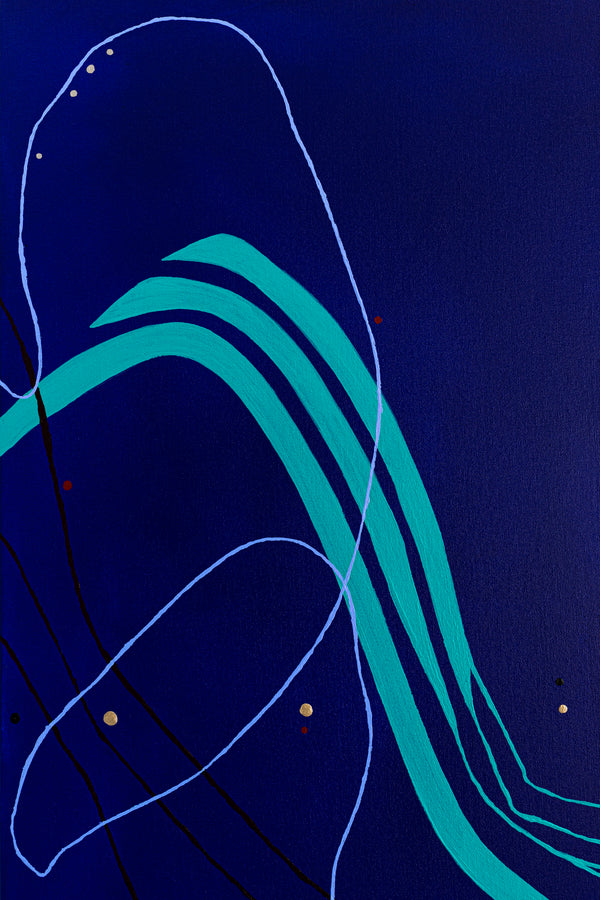 Abstract Minimalist Oil Painting Emanating Night's Serene Beauty Wall Art | Pearls of the night (38"x38")