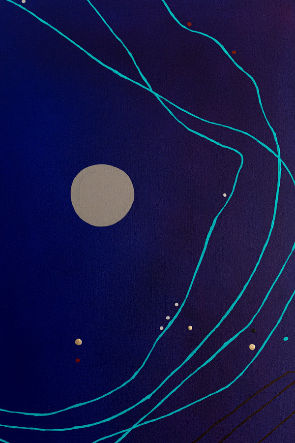 Abstract Minimalist Oil Painting Emanating Night's Serene Beauty Wall Art | Pearls of the night (38"x38")