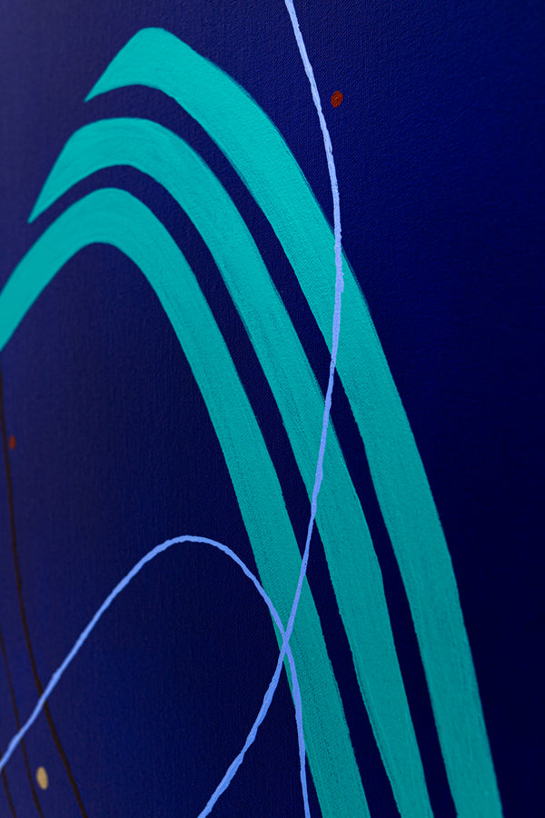 Abstract Minimalist Oil Painting Emanating Night's Serene Beauty Wall Art | Pearls of the night (38"x38")