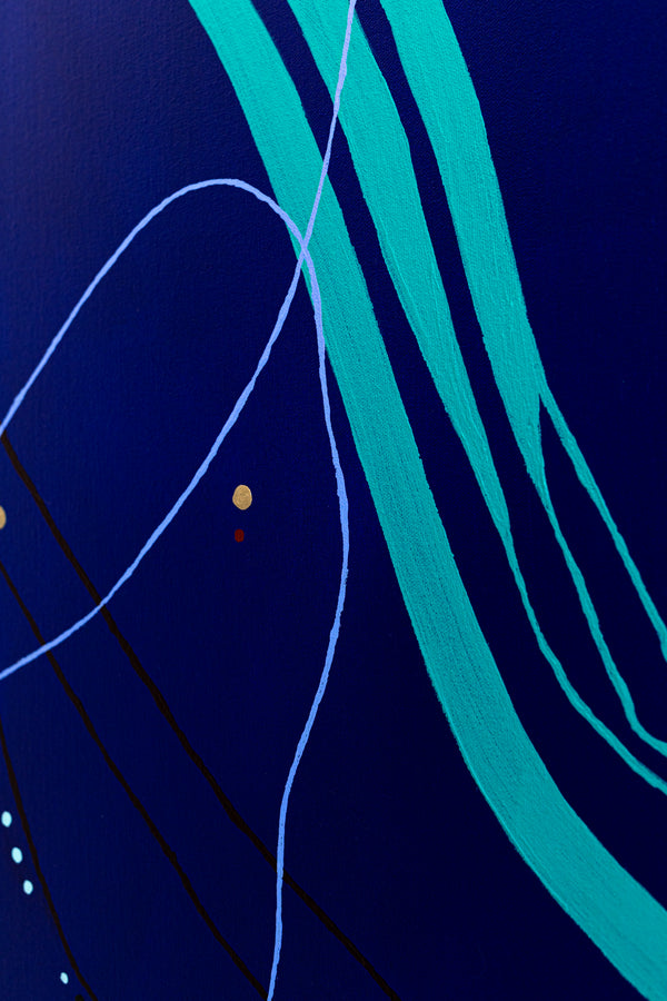 Abstract Minimalist Oil Painting Emanating Night's Serene Beauty Wall Art | Pearls of the night (38"x38")