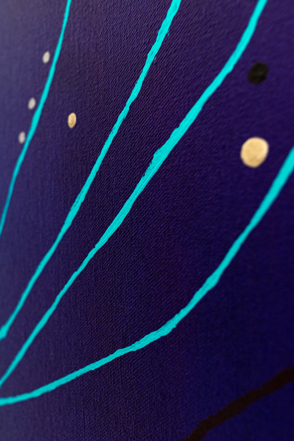 Abstract Minimalist Oil Painting Emanating Night's Serene Beauty Wall Art | Pearls of the night (38"x38")