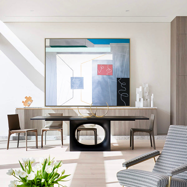 Minimalist Geometric Original Abstract Acrylic Painting, Architectural Feels on Large Canvas Wall Art | Pure state
