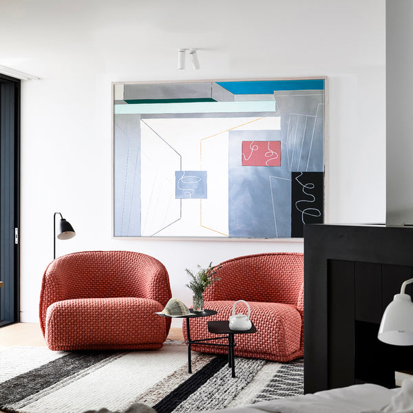 Minimalist Geometric Original Abstract Acrylic Painting, Architectural Feels on Large Canvas Wall Art | Pure state