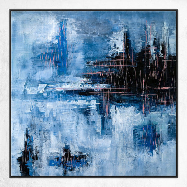 Contemporary Original Abstract Painting Capturing the Rhythm of Life, Canvas Wall Art | Blue heart