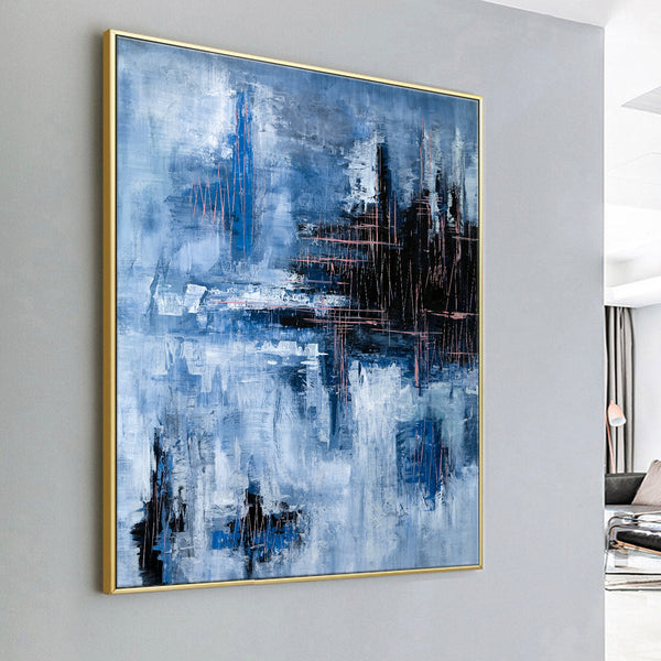 Contemporary Original Abstract Painting Capturing the Rhythm of Life, Canvas Wall Art | Blue heart
