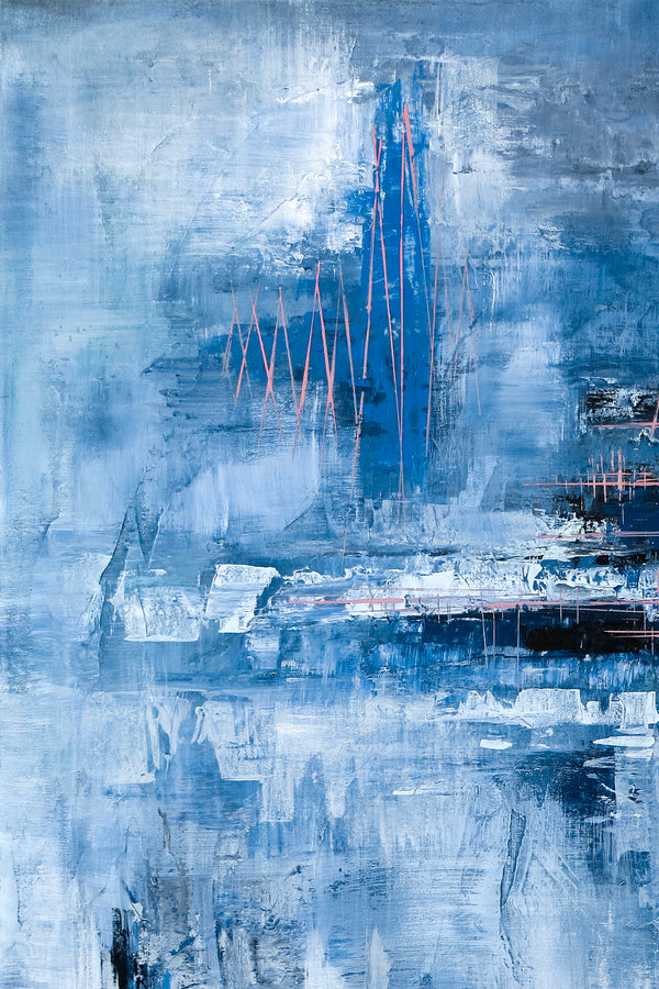 Contemporary Original Abstract Painting Capturing the Rhythm of Life, Canvas Wall Art | Blue heart