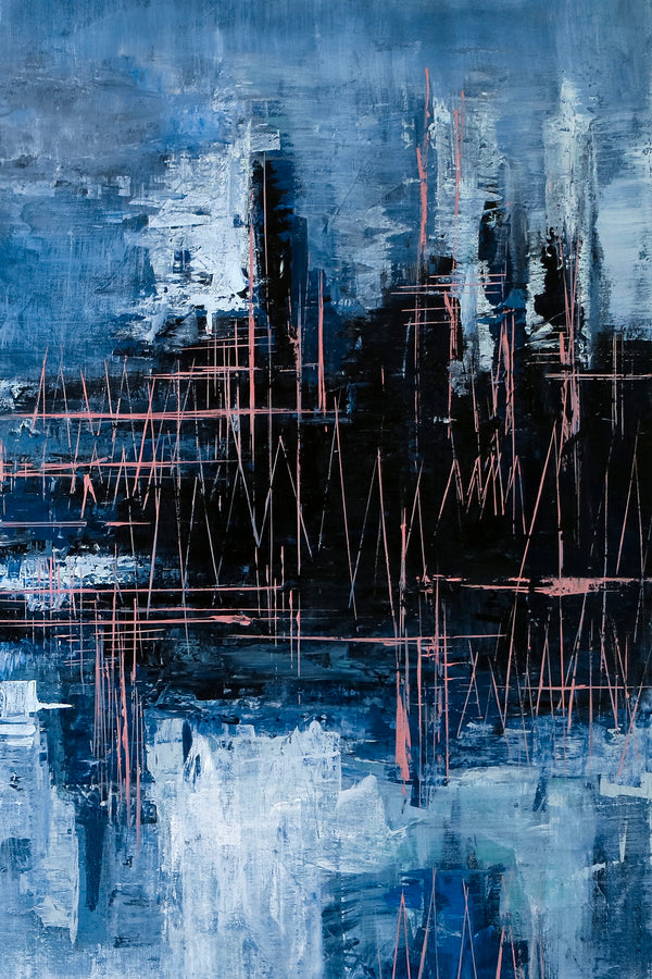 Contemporary Original Abstract Painting Capturing the Rhythm of Life, Canvas Wall Art | Blue heart