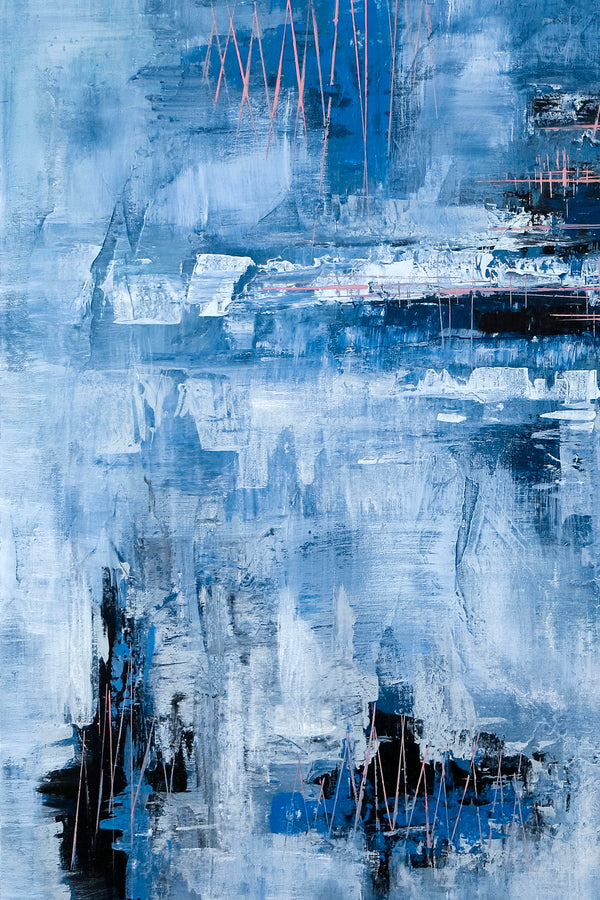 Contemporary Original Abstract Painting Capturing the Rhythm of Life, Canvas Wall Art | Blue heart