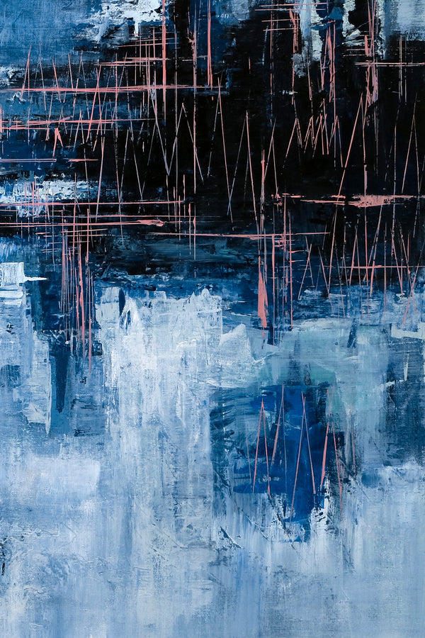 Contemporary Original Abstract Painting Capturing the Rhythm of Life, Canvas Wall Art | Blue heart