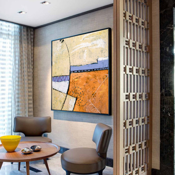 Realm of Imagination in Geometric Abstract Original Painting, Large Acrylic Modern Canvas Wall Art | Reception