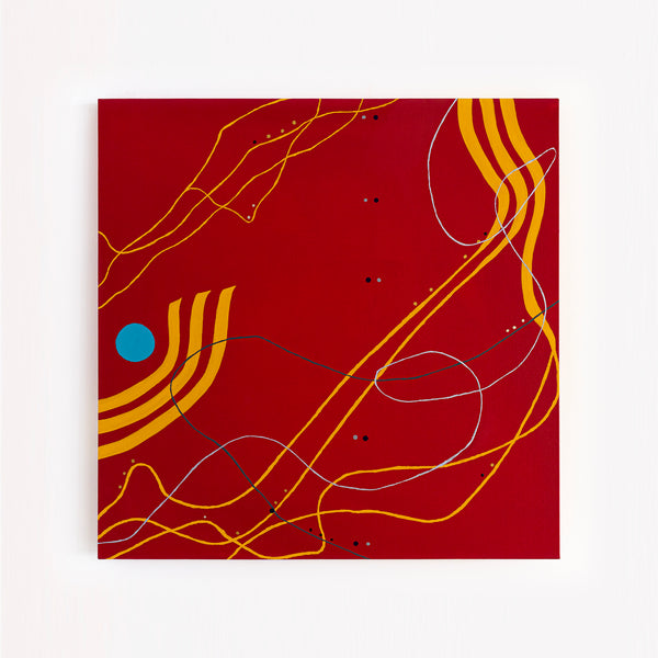 Original Modern Abstract Painting in Oil and Acrylic, Minimalism Canvas Wall Art | Red night melody (36"x36")