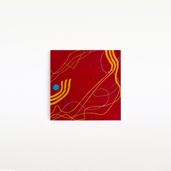 Original Modern Abstract Painting in Oil and Acrylic, Minimalism Canvas Wall Art | Red night melody (36"x36")