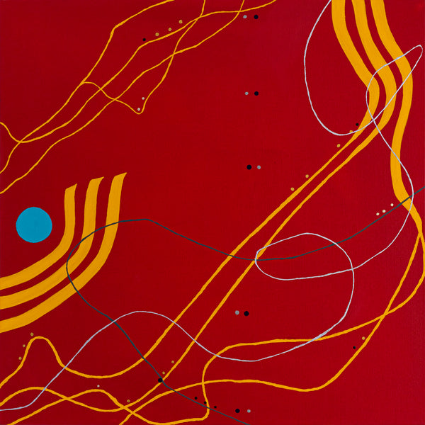 Original Modern Abstract Painting in Oil and Acrylic, Minimalism Canvas Wall Art | Red night melody (36"x36")